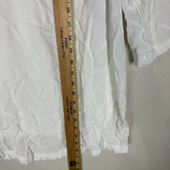 Catherines Blouse Womens 1X White Rayan Embroidered 3/4 Sleeve V-Neck Pullover - Picture 11 of 11